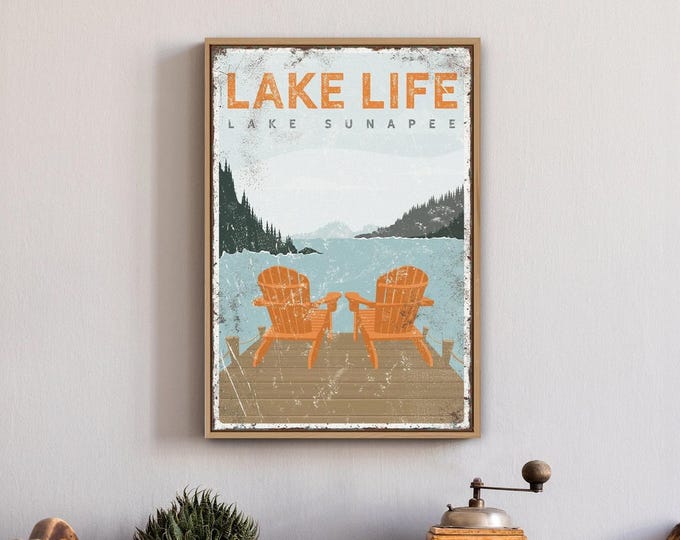 Vintage Adirondack Chairs Sign: Personalized Lake Life Decor