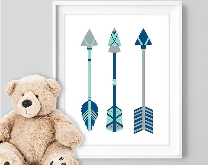 three arrows poster / tribal wall art print DIY / navy sign, NAVY MINT nursery poster, gallery wall▷ digital printable poster jpeg