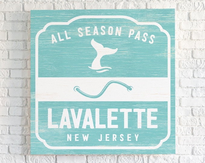 Beach Badge Wall Art Of A Vintage Seasonal Pass In Your Own Town Colors