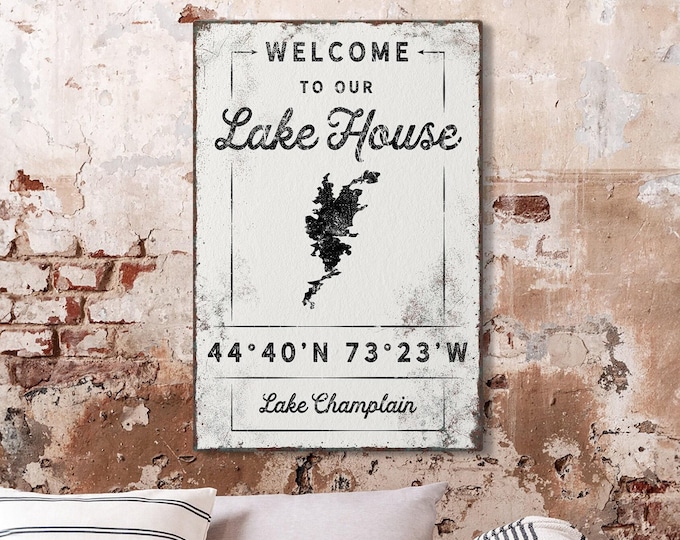 Nature Lake Decor, Custom Black Map, Personalized Coordinates For Your Lake House
