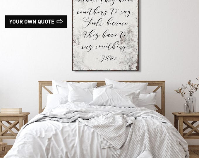 Custom quote canvas wall art for above bed • Extra large farmhouse print for living room • Your own song lyrics • Antique white decor  {vqw}