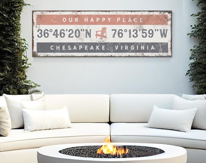 Vintage Coordinates Wall Art - Personalized Latitude Longitude Print