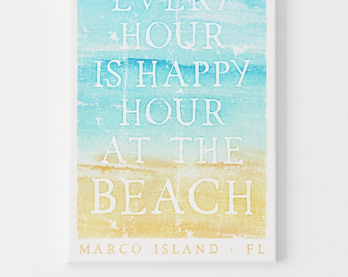 Beach Bar Sign, Weathered Vintage Style, Turquoise (Custom Text)