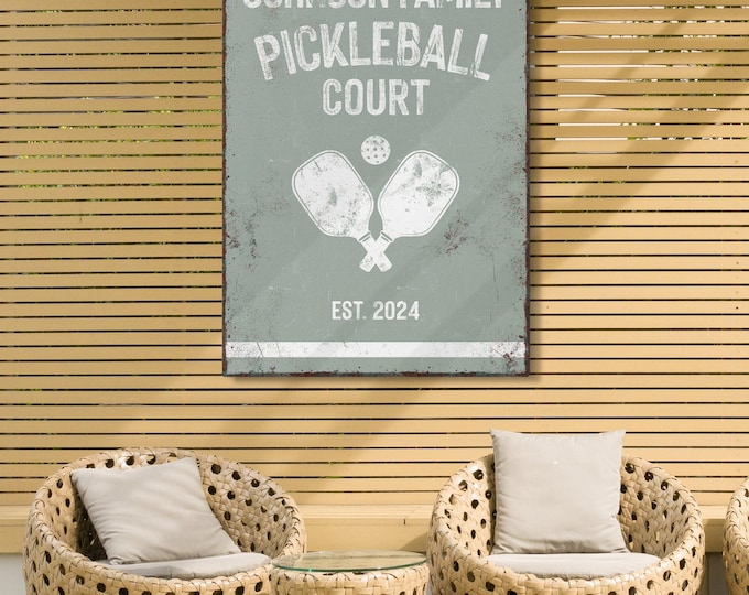 Pickleball Court Sign: Personalized Name and Year - Sage Green Colors