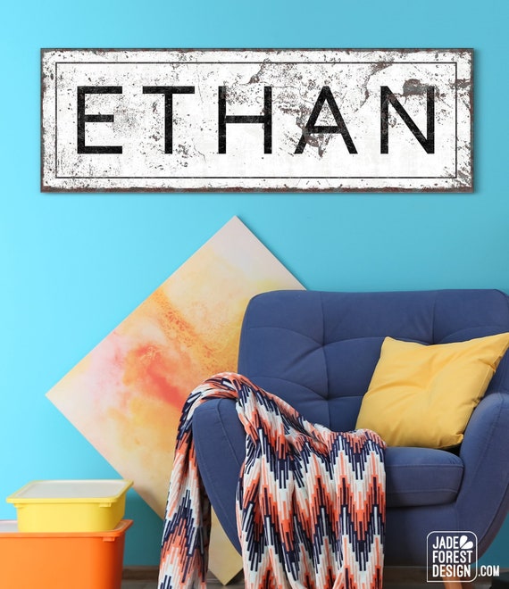Rustic Baby Name Sign Large Canvas Print Or Printable Sign Etsy
