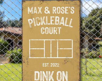 Pickleball Court Sign, Personalized, Butternut Yellow (Custom Name & Year)