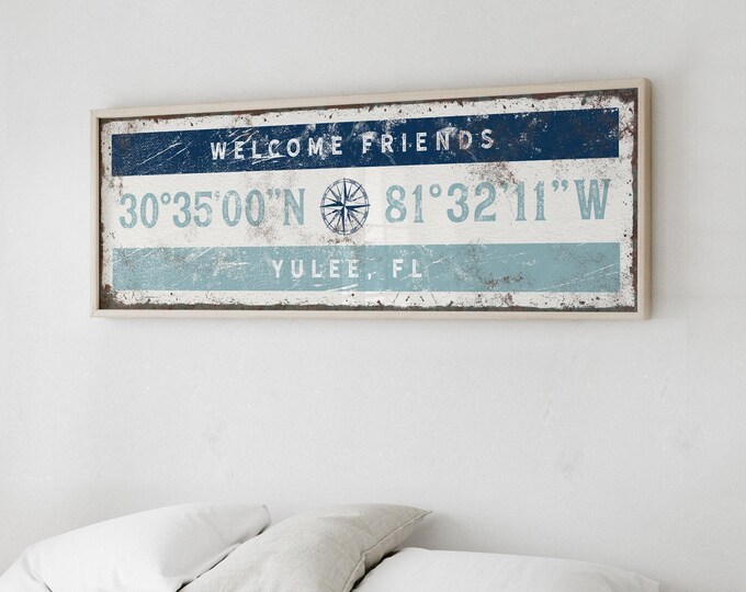Personalized Coordinates Sign: Vintage Nautical Wall Art