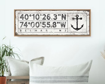 Personalized Coordinates Sign: Modern Farmhouse Nautical Wall Art