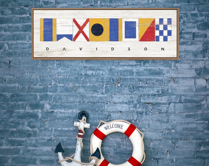 Personalized Nautical Flags Canvas Sign (Custom Name, Multiple Sizes)