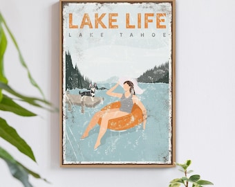 Tube Lake Sign, Lake Life At Lake Tahoe, Orange Tube Scene For Your Family