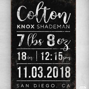 Vintage Baby Birth Stats Sign: Personalized Nursery Wall Art
