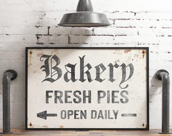 Vintage Bakery Sign: Custom Arrow, Rustic White Farmhouse Decor