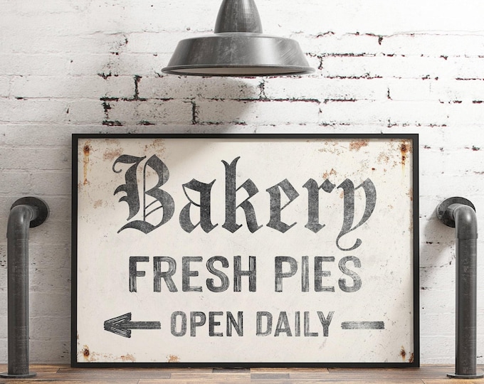 Vintage Bakery Sign: Custom Arrow, Rustic White Farmhouse Decor