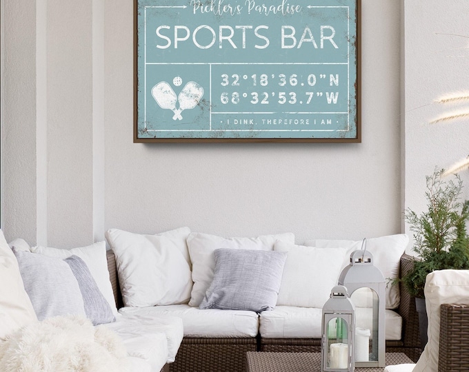 Pickleball Coordinates Sign: Rustic Custom Name - Family Keepsake