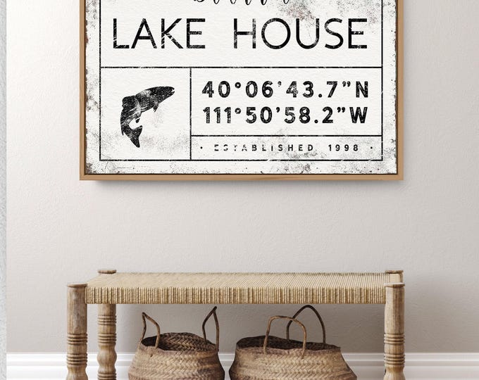 Trout Fishing Sign: Custom Family Name, Nautical Lakehouse Art - Canvas or Aluminum
