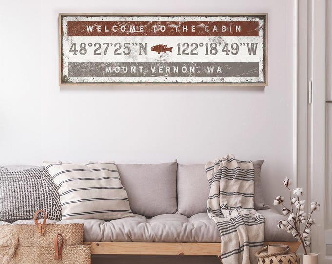 Coordinates Sign: Personalized Cabin Wall Art (Custom GPS & Icons)