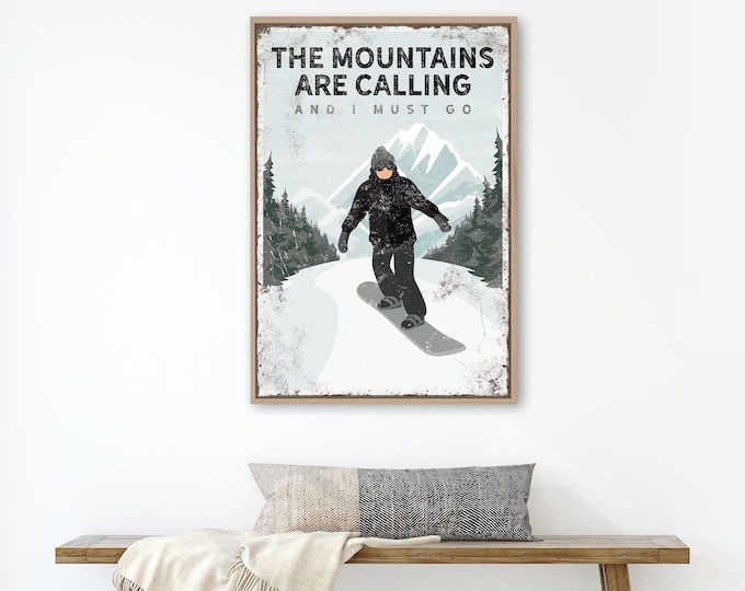 Vintage Snowboard Poster, Mountain Scene (Custom Sizes & Frames)