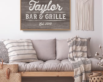 Custom Name Canvas: Taupe Rustic Wood Look - Modern Farmhouse Style