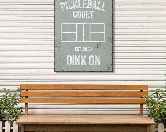 Personalized Pickleball Court Sign - Custom Name and Year in Sage Green