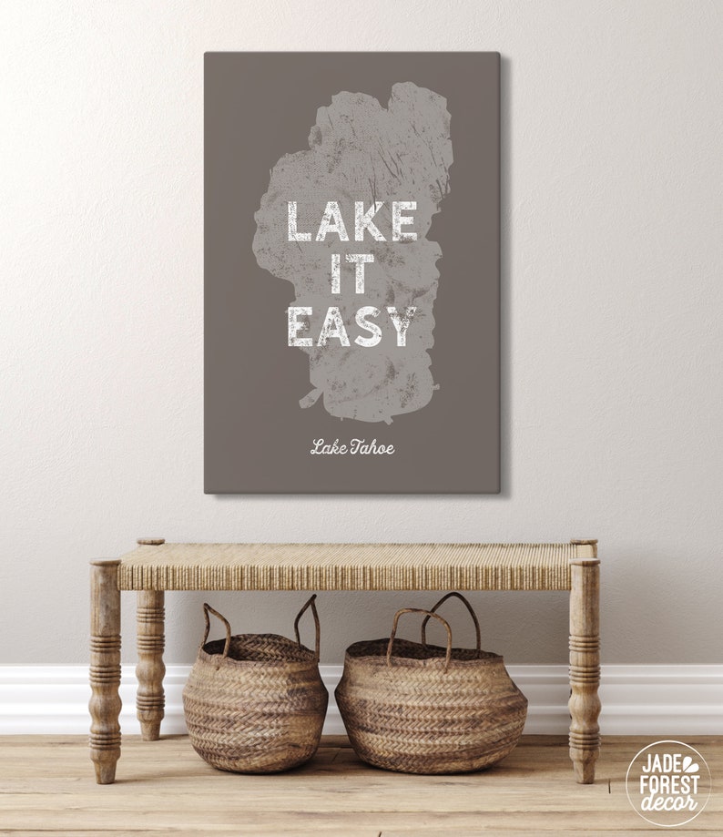 Vintage lake wall art aqua blue lake it easy Etsy