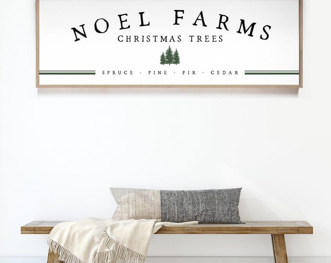 Christmas Tree Farm Sign, Vintage Style, Custom Text (Canvas or Paper)