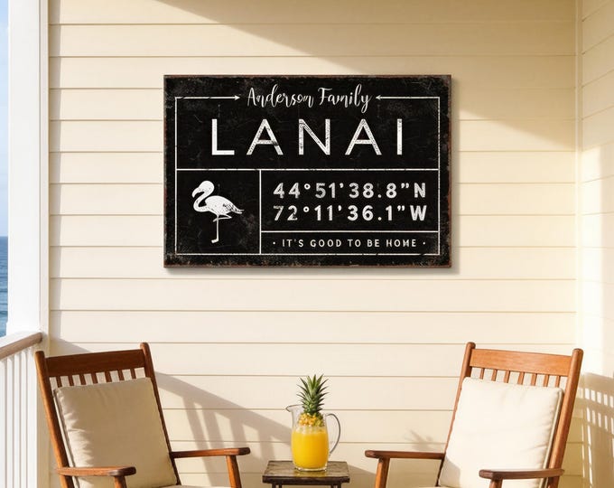 Lanai Home Decor: Personalized Last Name Sign (Canvas, Aluminum or Paper)