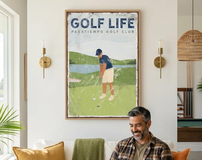 Custom Golf Life Sign - Vintage Look with Personalized Text