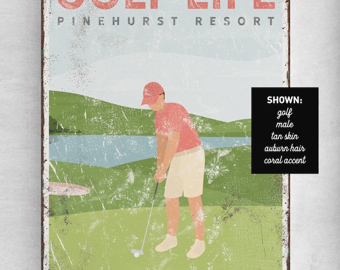 Personalized Golf Sign - Vintage Look, Custom Text and Course
