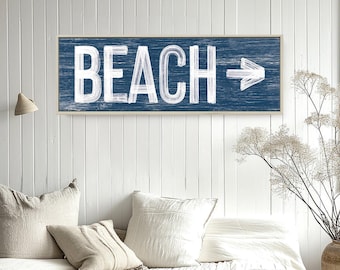 Nautical Beach Arrow Sign - Rustic Faux Wood Wall Decor