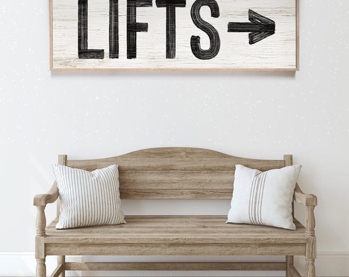 Vintage Ski Lifts Sign: Custom Arrow, Black & White Wall Art