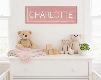 Personalized Name Wall Art: Rustic Pink Faux Wood for Girls' Room