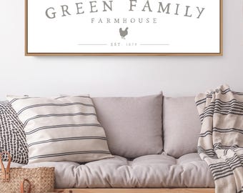 Family Name Wall Art: Sage Green, Rustic Farmhouse Style - Custom Framed