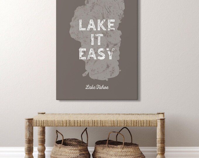 Lake It Easy Sign, Distressed Wood Frame, Custom Name (Multiple Sizes)