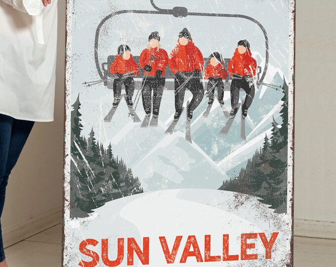 Personalized vintage poster for ski house decor, Retro red wall art for mountain lodge • sample shown is Smuggler's Notch, Vermont {vph}