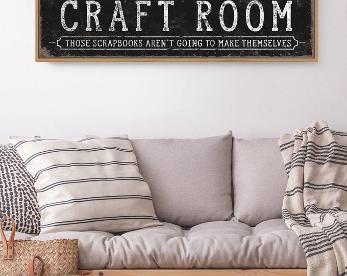 Craft Room Sign, Personalized Maker Space Decor, Custom Name Wall Art, Black White