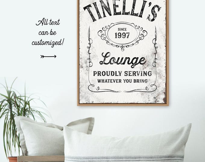 Funny Bar Sign Canvas: Rustic White Farmhouse Lounge Decor