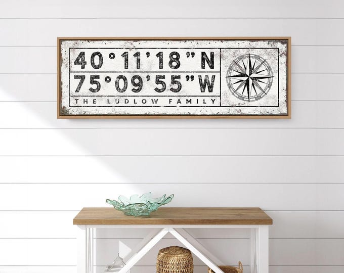 Coordinates Canvas Print: Custom Latitude & Longitude (Framed or Unframed)