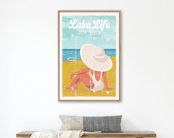Vintage Lake Life Wall Sign - Distressed Retro Beach House Decor