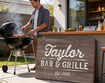 Custom Name Canvas: Taupe Rustic Wood Look - Modern Farmhouse Style