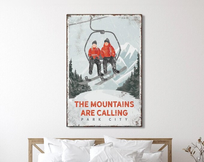 Personalized Snowboarding Wall Art: Vintage Mountain Ski Decor