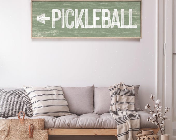 Pickleball Directional Sign: Vintage Style, Seagrass Green, Custom Text