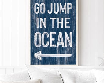 Directional Ocean Sign: Nautical Beach Decor (Canvas or Paper Options)