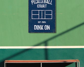 Personalized Pickleball Court Sign: Custom Name, Year, Navy Blue