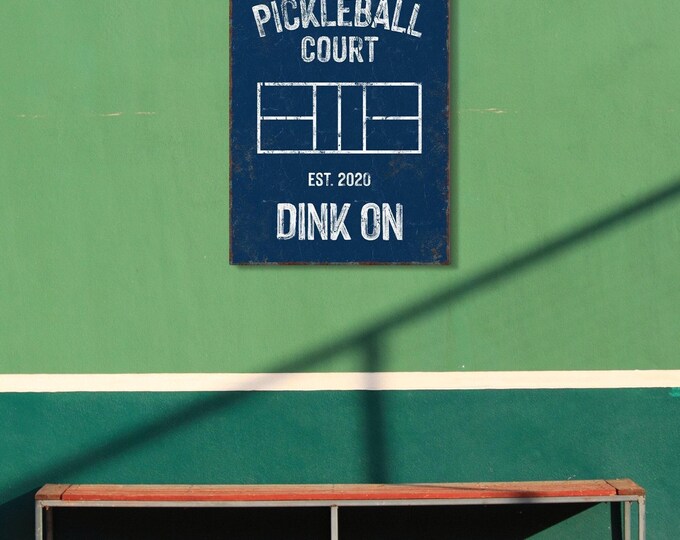 Personalized Pickleball Court Sign: Custom Name, Year, Navy Blue