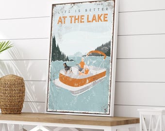 Personalized Lake House Sign: Couple with Rottweiler Dog Art
