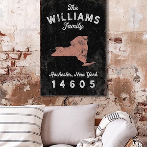 Family Name Wall Art: Custom State Map - Rustic Farmhouse Style
