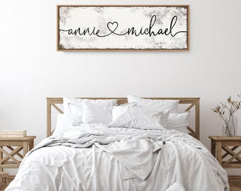 Vintage Style Love Sign - Custom Names in Script with Heart