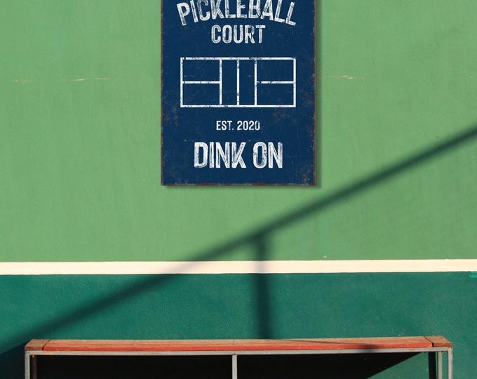 Personalized Pickleball Court Sign: Custom Name, Year, Navy Blue