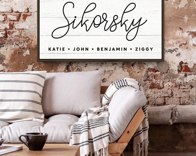 boho LAST NAME sign, canvas farmhouse print, custom rustic family name & year established, personalized wall art canvas