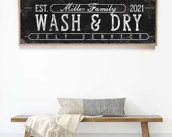 Miller Family Sign, Personalized Laundry Room Decor, Custom Name Wall Art, Black